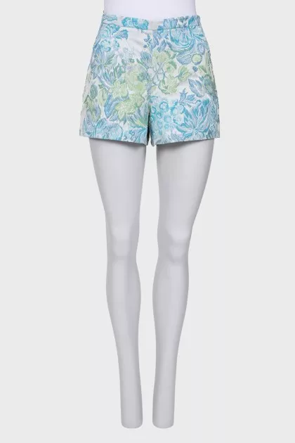 Shorts in floral print with zip