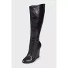 Black wedge boots