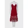 Red dress with patterned spaghetti straps