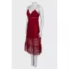 Red dress with patterned spaghetti straps