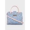 Quilted denim bag with tag