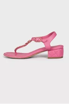 Pink leather sandals