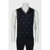 Men's wool vest in print