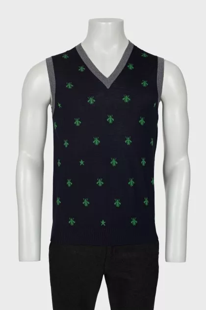Men's wool vest in print