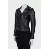 Leather jacket with metallic rhinestones