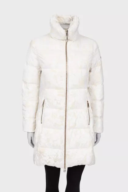 White floral down jacket
