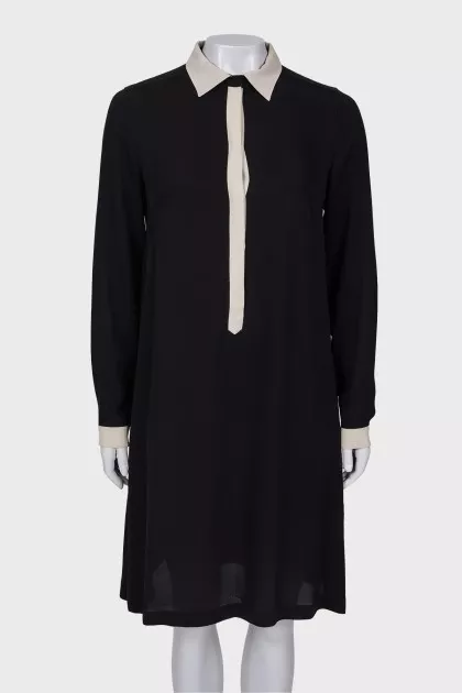 Black and white silk dress