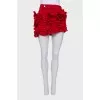 Red denim skirt with tag