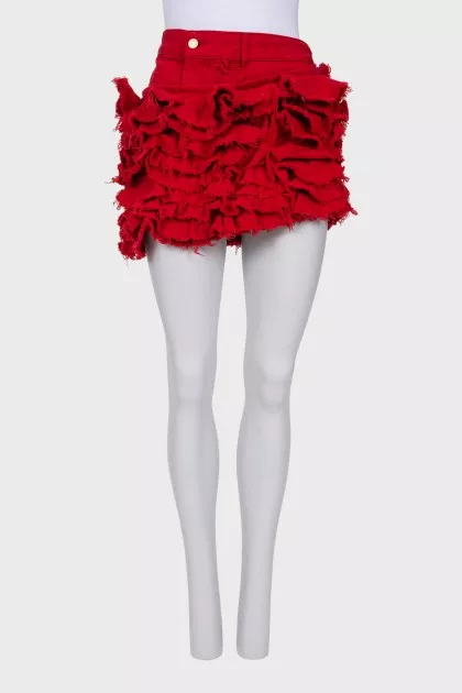 Red denim skirt with tag