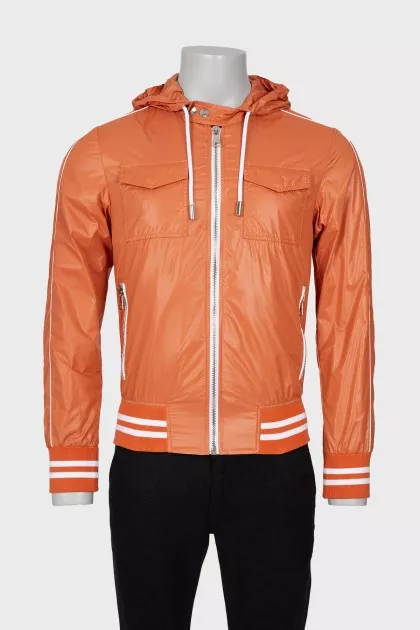 Men's orange windbreaker with tag