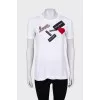 T-shirt with patches and brand logo