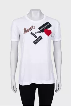 T-shirt with patches and brand logo