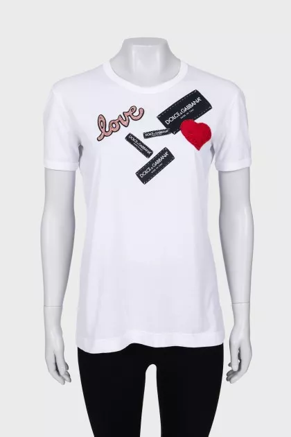 T-shirt with patches and brand logo