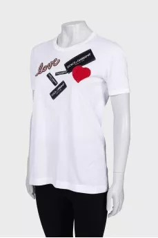 T-shirt with patches and brand logo