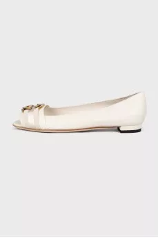 Leather open-toe ballet flats 