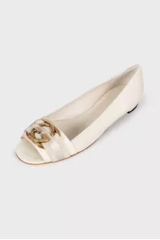 Leather open-toe ballet flats 
