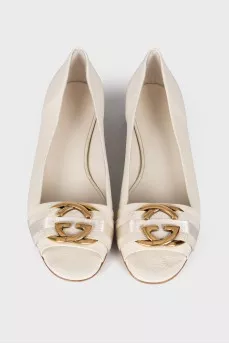 Leather open-toe ballet flats 