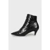 Leather mid-heel ankle boots