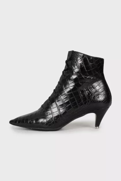 Leather mid-heel ankle boots