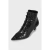 Leather mid-heel ankle boots