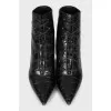Leather mid-heel ankle boots
