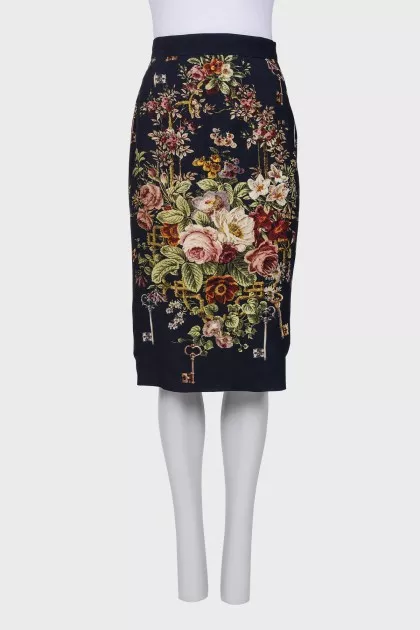 Straight skirt in print