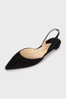 Pointed toe suede mules