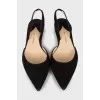 Pointed toe suede mules