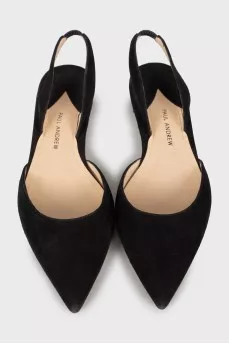 Pointed toe suede mules