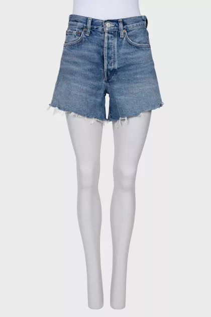 Raw hem denim shorts
