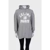 Gray hoodie with slogan