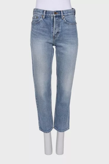 Blue button down jeans
