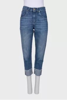 Blue jeans with embellished hem