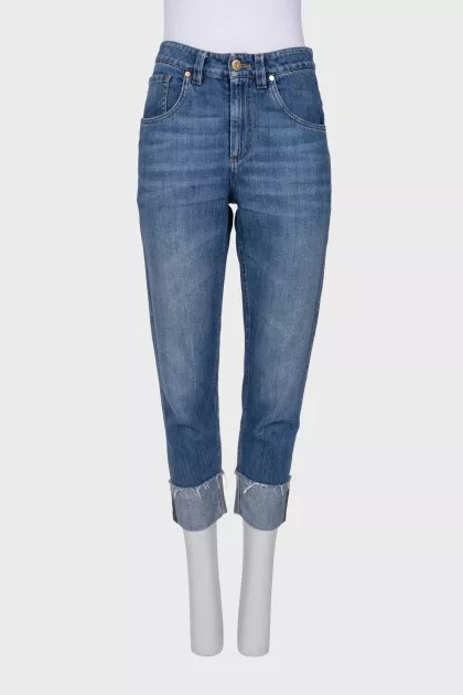 Blue jeans with embellished hem
