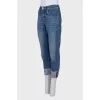 Blue jeans with embellished hem