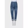 Blue jeans with embellished hem
