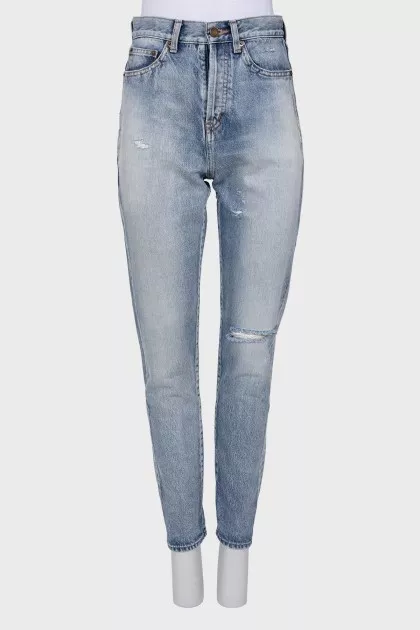 Light blue ripped effect jeans