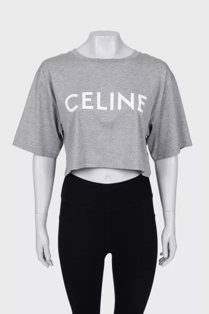 Cropped T-shirt with brand logo