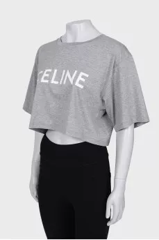 Cropped T-shirt with brand logo