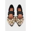 Black embellished ballerinas