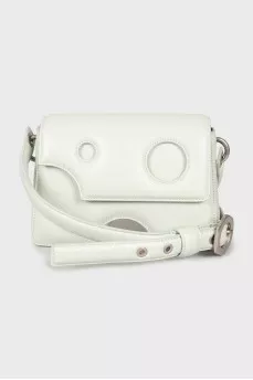 Leather crossbody bag with tag