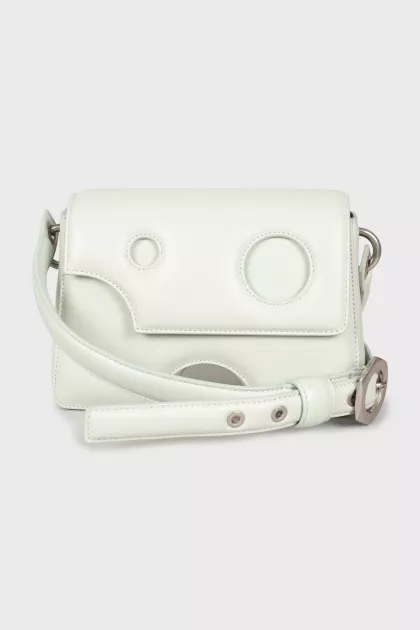 Leather crossbody bag with tag