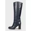 Dark blue leather boots