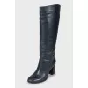 Dark blue leather boots