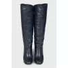 Dark blue leather boots