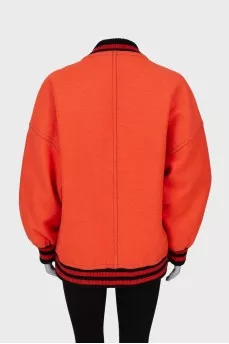 Orange bomber jacket with brand logo