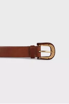 Leather belt with combination buckle