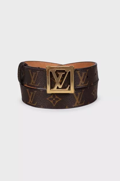 Leather belt in signature print