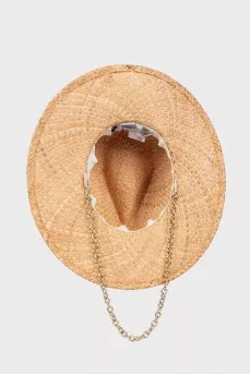 Straw hat with chain