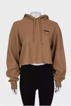 Cropped wool hoodie